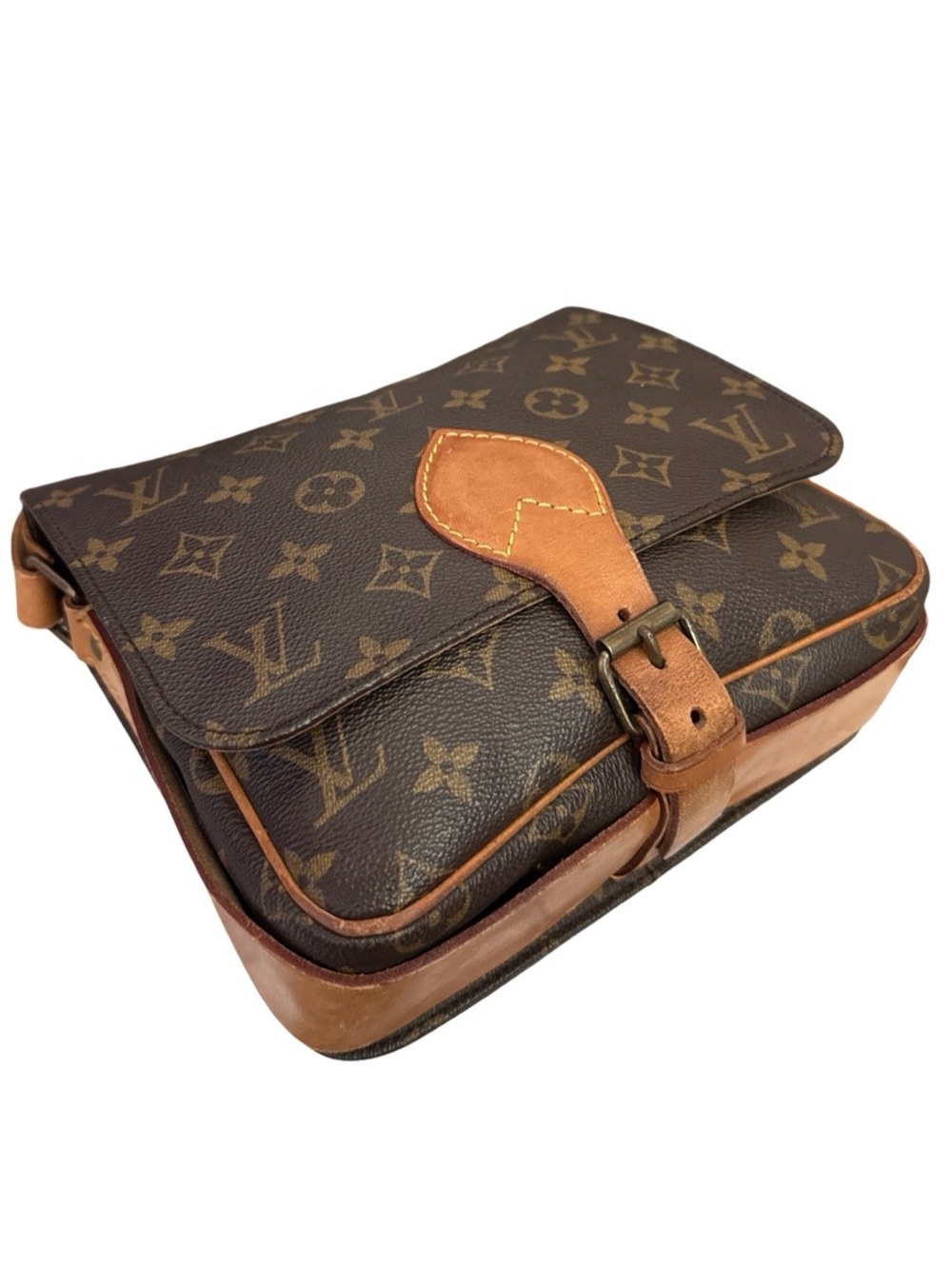 Louis Vuitton Monogram Cartouchiere Crossbody Vintage Brown Leather Shoulder Bag - Picture 12 of 16
